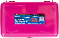 Vista 4 de Craft County Caja de lápices transparente Caja de utilidad de doble cara Organizador de suministros de oficina Azul