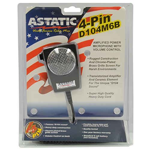 Microphone Astatic D104-M6 boîtier noir avec préamplificateur réglable et câble