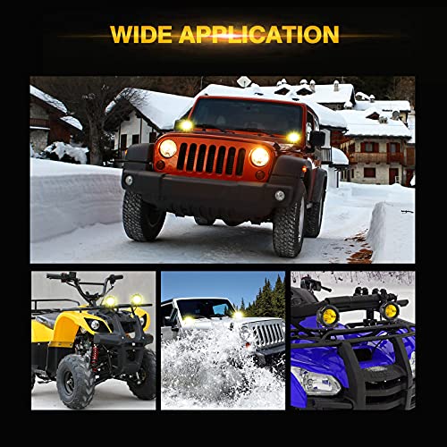 Image of Auxbeam 3.5in 50W Round LED Offroad Light, 5000LM Amber Fog Light, Yellow Spot Flood Combo for Jeep & Truck