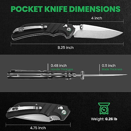 Mossy-Oak-Folding-Pocket-Knife-4-Stonewash-Blade-Tactical-Knife-G10-Handle-Small-EDC-Knives-with-Pocket-Clip-Axis-Lock-for-Camping-Survival-Hiking-Premium-Outdoor-Gifts-for-Men-Women