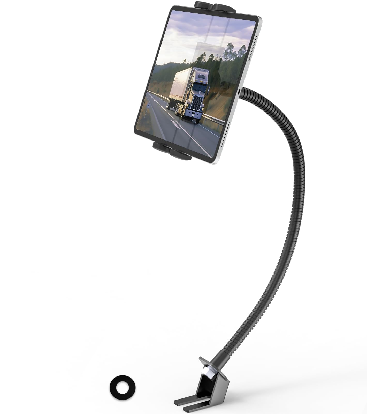 Support Tablette Camion Siège Rail avec Bras col de Cygne de 19,7" de Long, Porte Tablette Rail siège Voiture, pour iPad, Sumsung Tab, Sony Autre 4.7-12.9" Telephone et Tablette