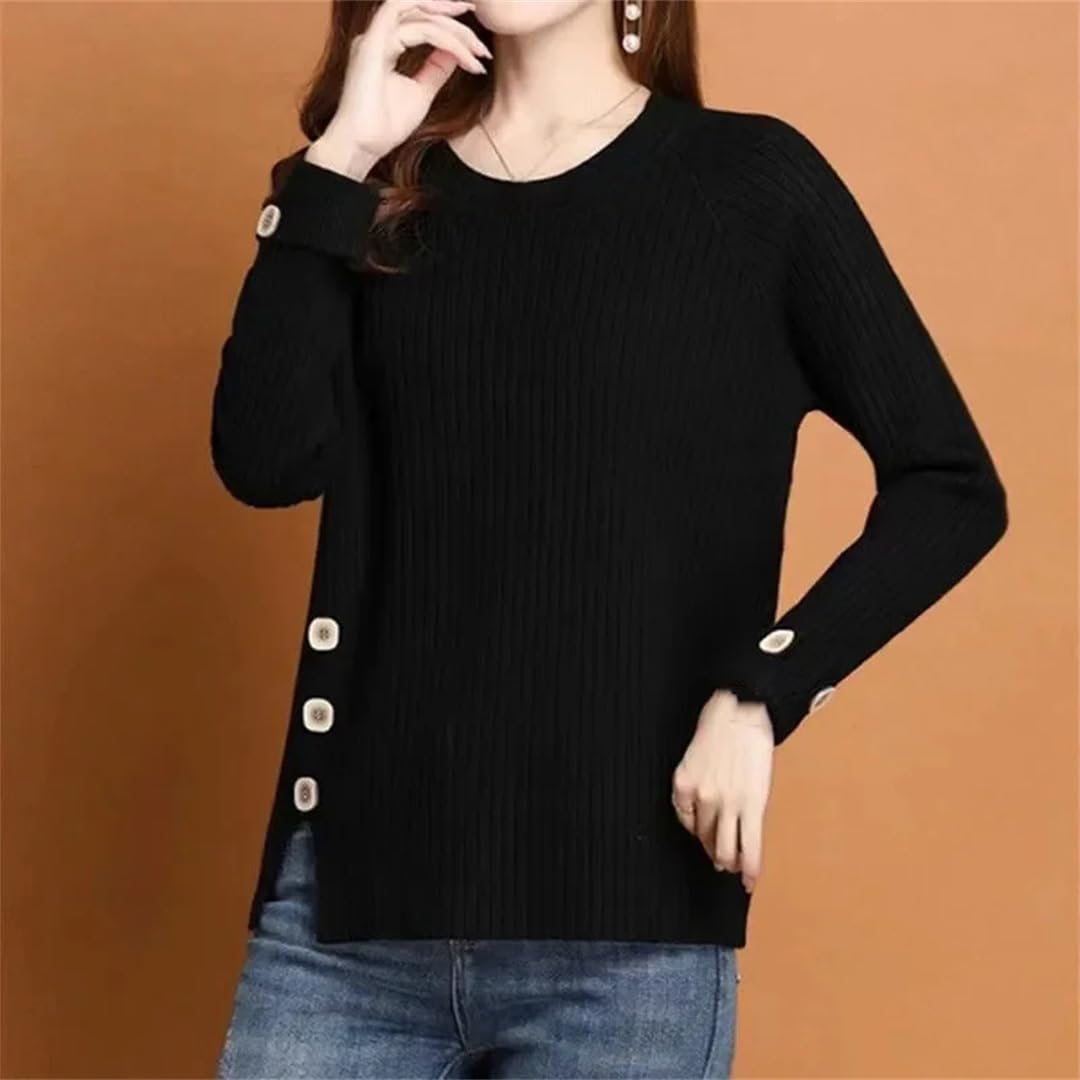 Donne Maniche Lunghe Moda Allentato Bottoming Camicia Casual Pulsante Maglione Cappotto