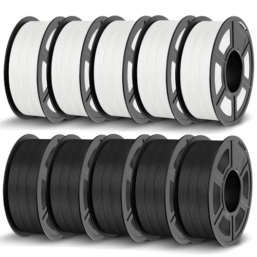 Image of JAYO PLA 3D Printer Filament Bundle 11KG, PLA Filament 1.75mm Bulk, Dimensional Accuracy + /- 0.02mm, 10 Pack 1.1kg Spool (Black*5,White*5)