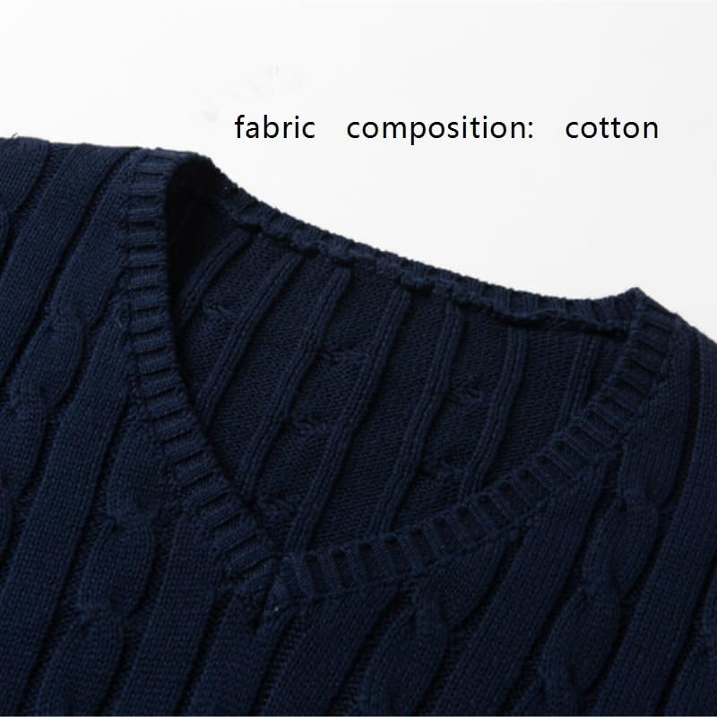 Men's V-Neck Long Sleeved Cotton Sweaters Men's Loose Base Knitted Pullover Sweater