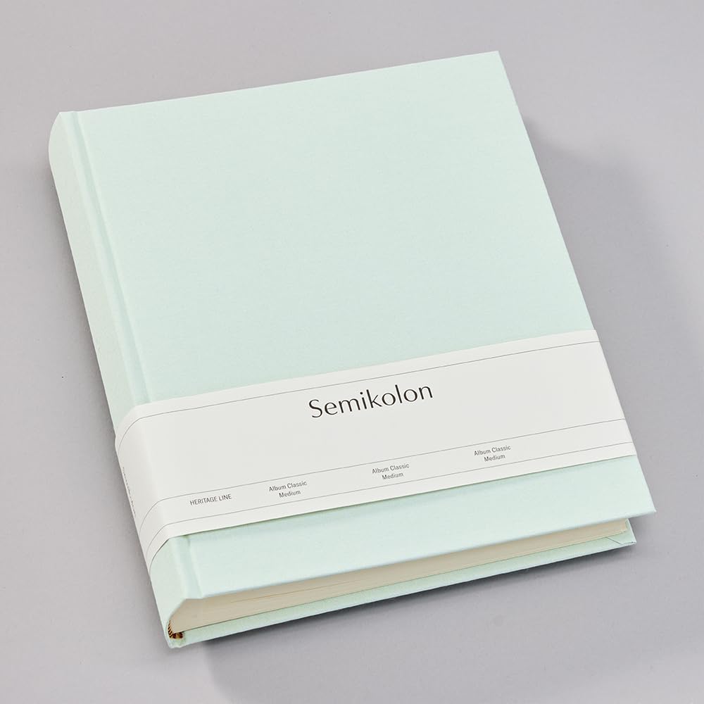 Semikolon 361765 Álbum de fotos Classic Medium - 21,6 x 25,5 cm - 80 páginas de color crema, para 160 fotos - verde musgo pastel