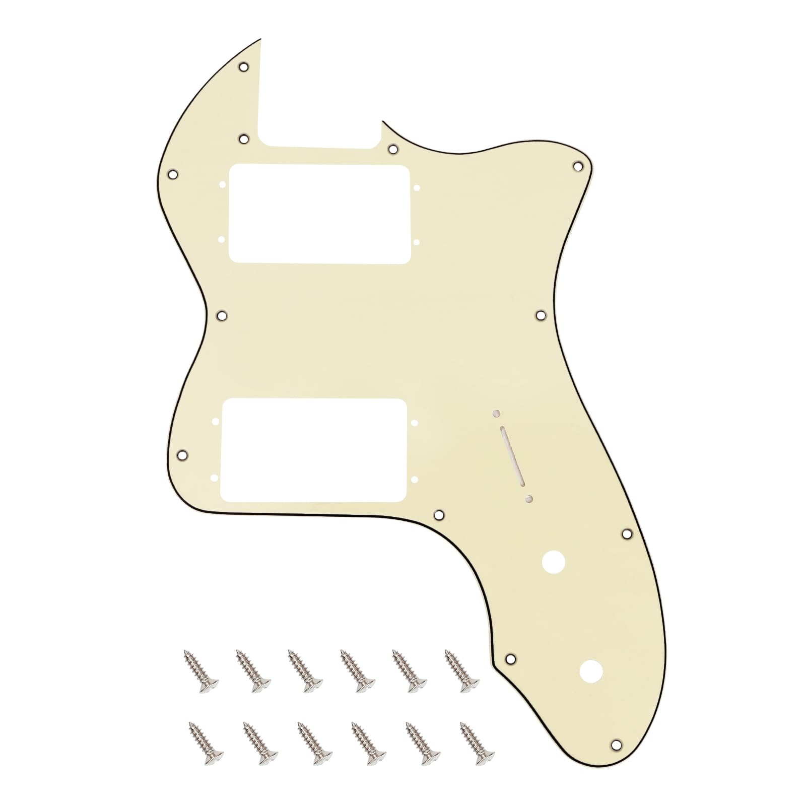 Banworks 3 Ply Tele HH Pickguard 12 Holes Wide Range Pickup Slot Cover Telecaster Pickguard Scratch Plate for USA/Mexican Fender Vintage 72 Tele Thinline Style Electric Guitar JT-HB-07 Cream