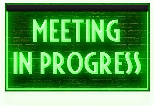 120175 - Letrero de neón con luz LED para reuniones en progreso (12 x 8 pulgadas, verde)