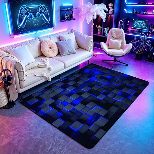 Tapete decorativo geométrico azul 59 x 39 in