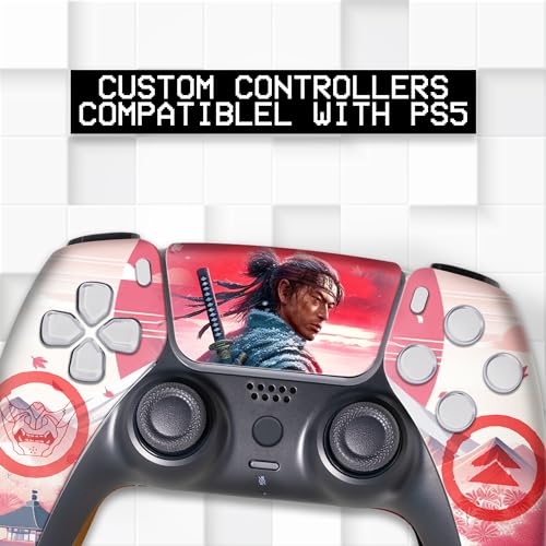 Image of Ghost of Tshushiima Custom PS-5 Controller Wireless compatible with Play-Station 5 Console by BCB Controllers | Proudly Customized in USA with Permanent HYDRO-DIP Print(NOT JUST A SKIN)(MODDED)