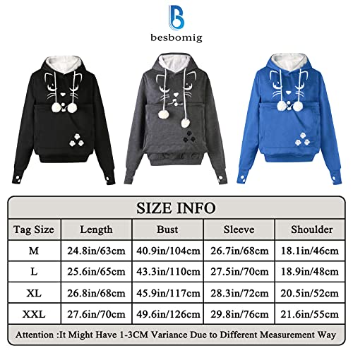 besbomig Vrouwen Hoodie met Huisdier Groot Zakje - Super Warm en Gezellig Kunstvlies Lange Mouw Casual Lichtgewicht… - Image 3