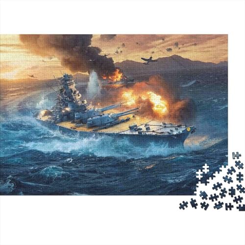 Puzzle de 1000 piezas con acabado de obra de arte de batalla naval costera de 70x50 cm