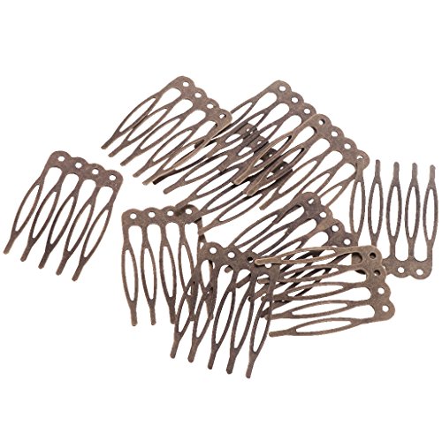 Baoblaze 10pcs/Lot 5/10 Teeth Metal Alloy Blank DIY Alloy Hair Comb Clip Pin Barrettes Craft Accessories Set - Bronze, 2.7cm