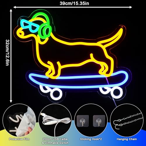 OYCGZV Skateboard Dog Neon Light Sign - Image 2