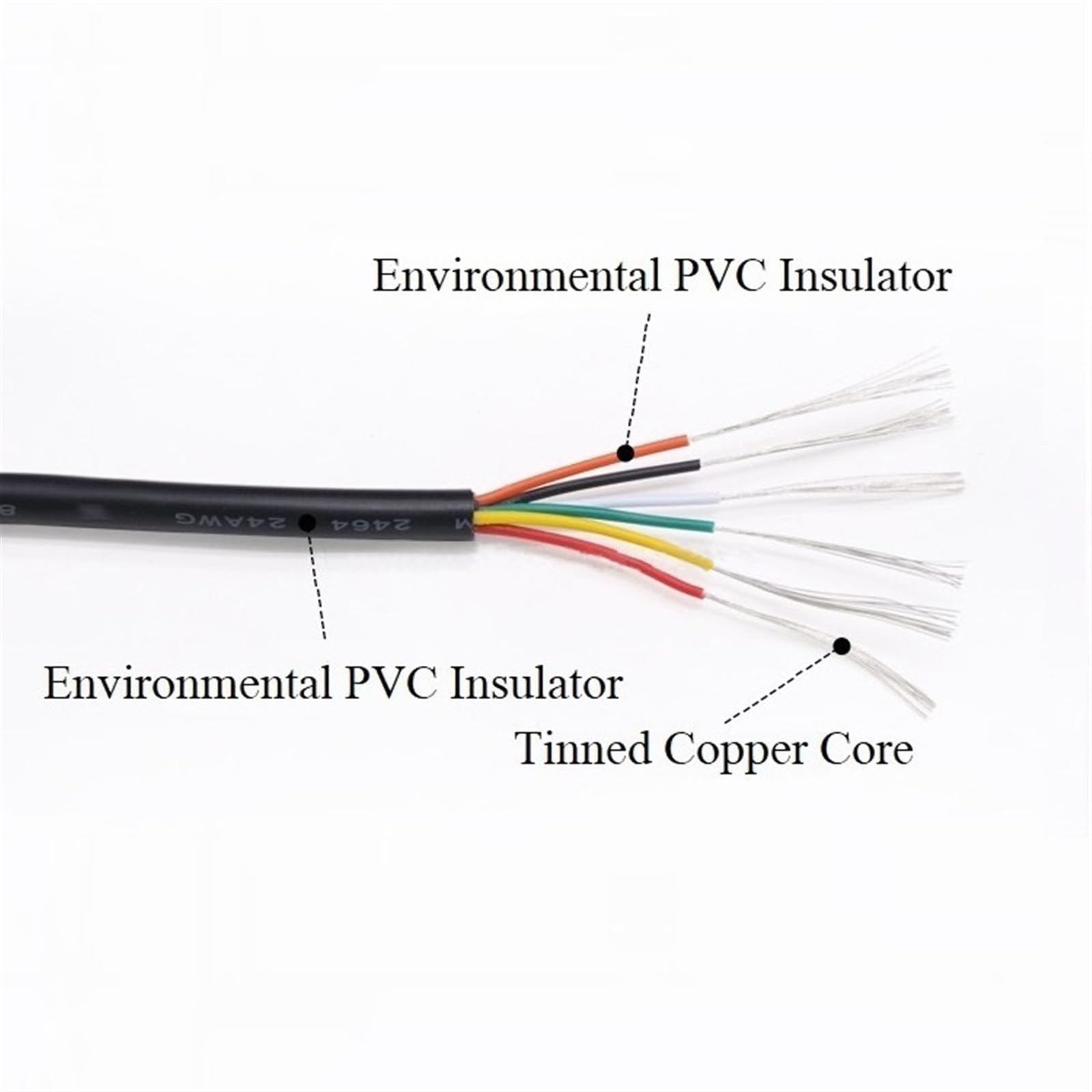 Verzinnter Kupferdraht,Kabelverlängerung UL2464 Weiches elektronisches Audiokabel 28AWG bis 16AWG Kupferkabel in Abdeckung Signalleiter(22AWG,10 Meters 6 Cores)
