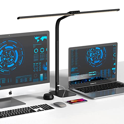 Nalezuns 23W Schreibtischlampe,66CM Superbreit Schreibtisch Lampe Schwanenhalslampe Klemmba mit Dimmbaren für Arbeit, Studium, Zuhause, Büro Cover