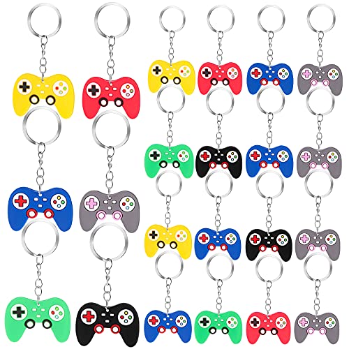48 Pieces Video Game Keychain, Game Controller Key Ring, Mini Game Handle Keychain Video Game Party Favors for Game Party Favors, Birthday Baby Showers, Goodie Bag Fillers, 6 Colors