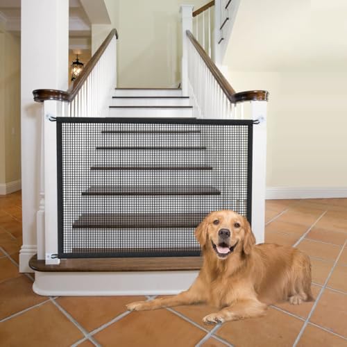 Image of 2-Pack Dog Gate for Stairs Pet Gates for The House: Dogs Screen Mesh Gate for Doorways Stairways Indoor Safety 29 inches Tall, 38 inch Wide