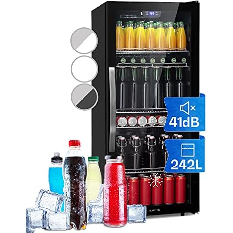 Klarstein Beersafe Kühlschrank, Getränkekühlschrank 5 Böden, Flaschenkühlschrank, Panoramaglastür Cover