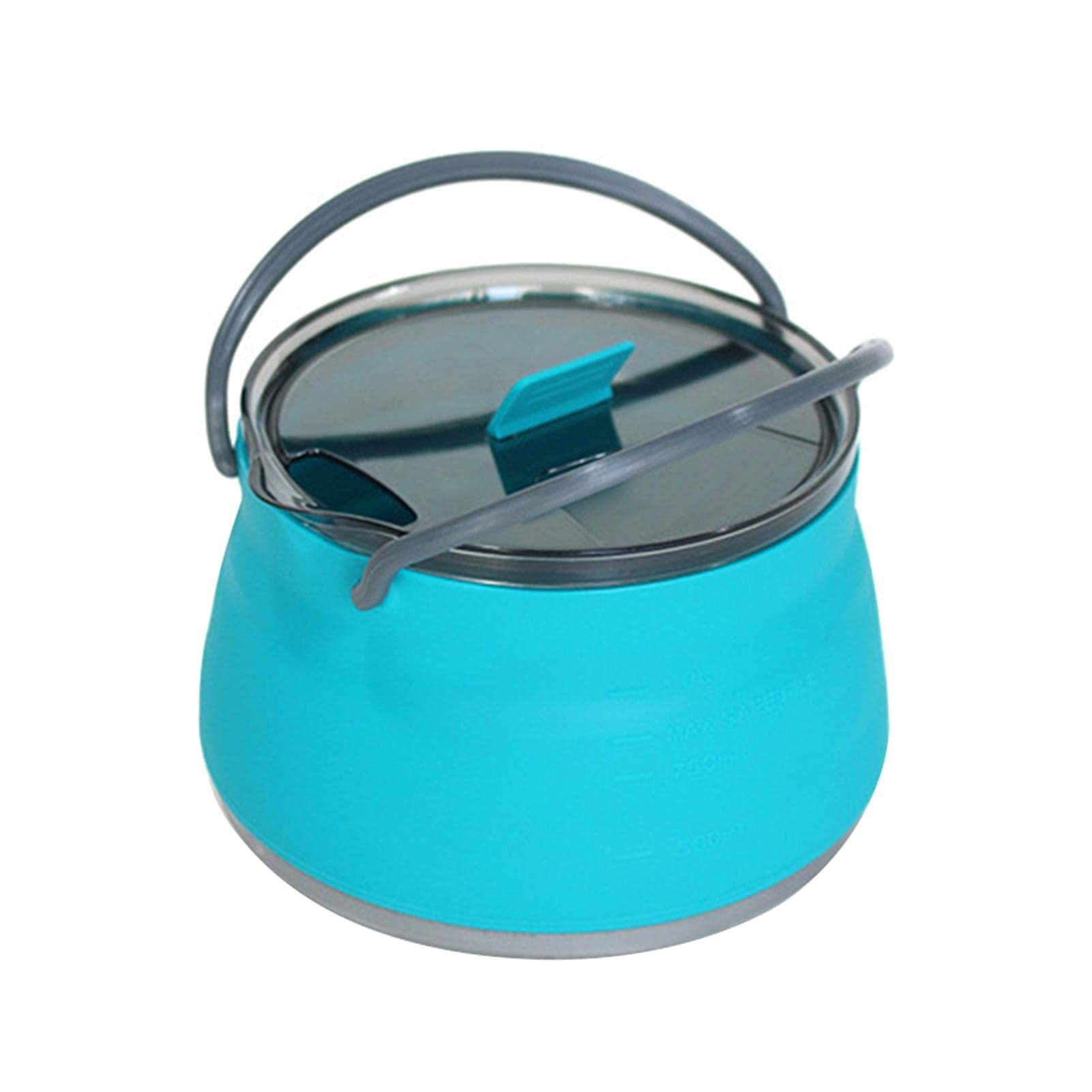 Casserole pliable portable 1L en silicone bleu idéale pour le camping