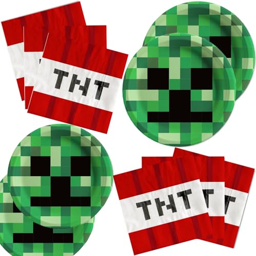 40Pcs Pixel Miner birthday Party Supplies include 20 plates, 20 napkins for the Mine party decoration 40Pcs Pixel Miner birthday Party Supplies include 20 plates, 20 napkins for the Mine party decoration