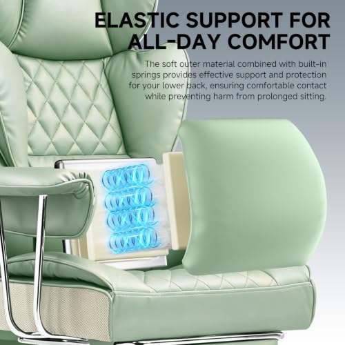 Image of GTPLAYER Gaming Chair,Office Chair with Pocket Spring Lumbar Support, Ergonomic Comfortable Wide Office Desk Computer Chair with Outward Fixed Soft Armrests and Footrest（Gray Green）