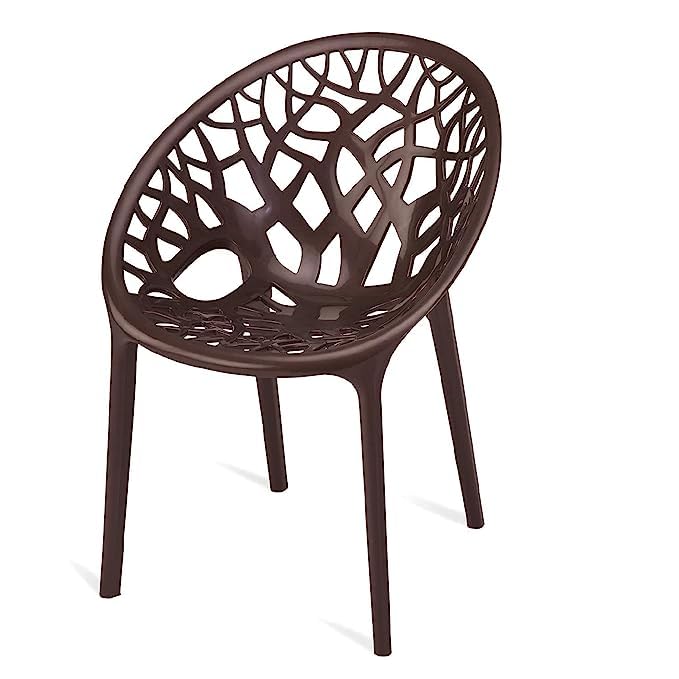 Image of SkyGlamour Neelkamal Crystal Plastic Chair|Chair for Home, Garden, Balcony Indoor&Outdoor Use | Color: Weather Brown; Pack of 1