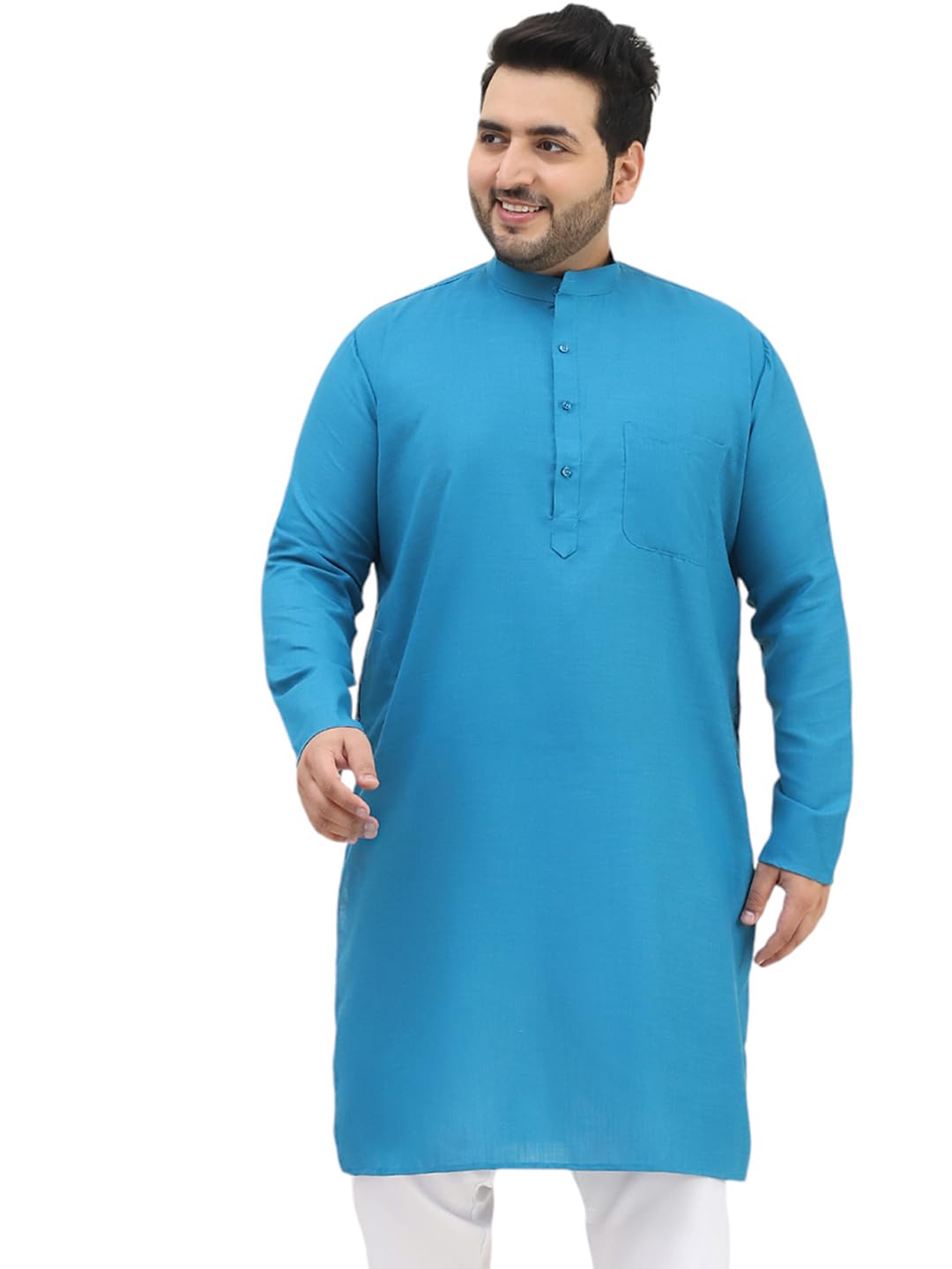 Sojanya Plus (Since 1958) Men's Cotton Peacock Blue Only Kurta