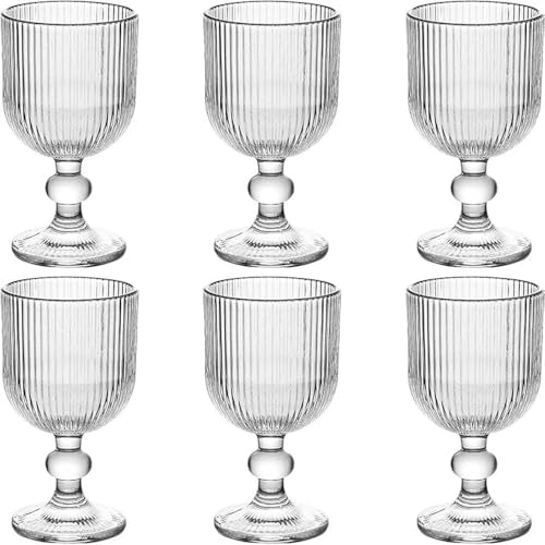 Image of Forestamart Clear Vintage Wine Glass (350ml),Embossed Retro Glass Cups for Cocktail and More,Premium Crystal Stemware Set,Barware Set for Restaurant,Home,Christmas Gifts (4)