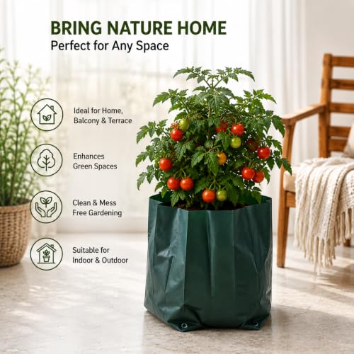 Image of Go Garden Grow Bags for Plants 12 x 12 Inch (Pack of 20) | UV Protected Plastic Nursery Grow Bags | Heavy Duty Black Poly Plant Bags
