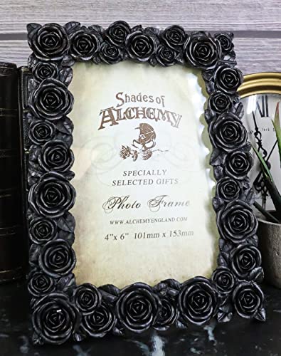 Ebros Gift Dark Side Of Romance Beauty From Ashes Gothic Black Roses Floral Arrangement 4"X6" Photo Picture Frame Desktop Easel Back Or Wall Hanging Display Alchemy Boudoir Accent #TOP7