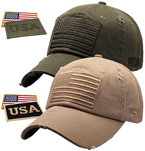 Image of Antourage American Flag Unisex Baseball Hat for Men and Women | USA Flag Mesh Snapback Flat Visor Cap + 2 Patriotic Patches