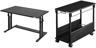 Bauhutte バウヒュッテ PCデスク 昇降式 幅100cm×奥行60cm BHD-1000M ブラック & ゲーミングデスク 昇降式L字デスク PCワゴン 天板32×67cm×高さ57~78cm BHD-670H-BK【セット買い】