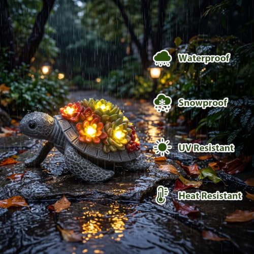 Lavezee Solar Turtle Garden Decor with Succulent-Outside Turtle Statue for Yard Patio Balcony Backyard Outdoor Decoration-Housewarming Christmas Birthday Gifts Women Mom Grandma - image 6
