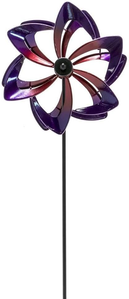 Plow & Hearth Set of 3 Metal Pinwheel Decorative Garden Stakes 7 L x 4.25 W x 22 H Multicolored