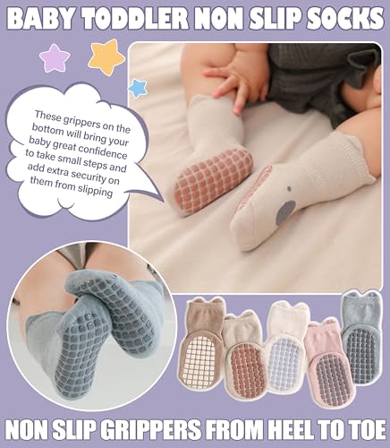 Yebing Baby Socks Toddlers Socks Baby Toddler Girls Boys Non Slip Grips Socks with Grippers Cotton Gifts Socks3