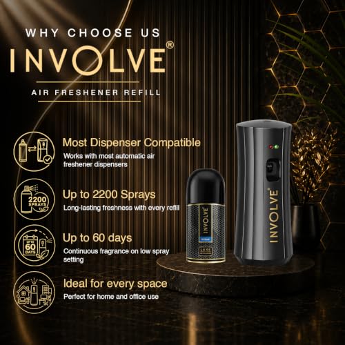 Image of Involve Luxe Automatic Air Freshener Kit (Machine + Refill) | Ocean Fragrance | Premium Room Freshener with Adjustable Spray Control | Long-Lasting for Home & Office | Up to 2200 Sprays | 225ml