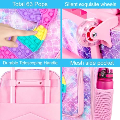 Image of CCJPX Kids Luggage for Girls, Cute Mermaid Suitcase Rolling with Wheels, Travel Carry on for Children Toddler Elementary - Pink