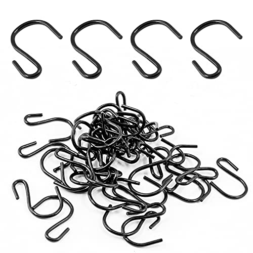 Bonsicoky 50Pcs S Shaped Hooks, 1.25" X 1" Metal Hangers Storage Hooks For Hanging Pot, Jewelry, Decorations, Plants, Black #TOP29