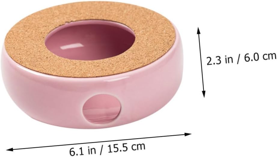 BESTYASH Ceramic Tea Heater Warmer Base for Teapots with Candle Heat Preservation Convenient Pink Porcelain Stove for Daily Tea Brewing and Heating