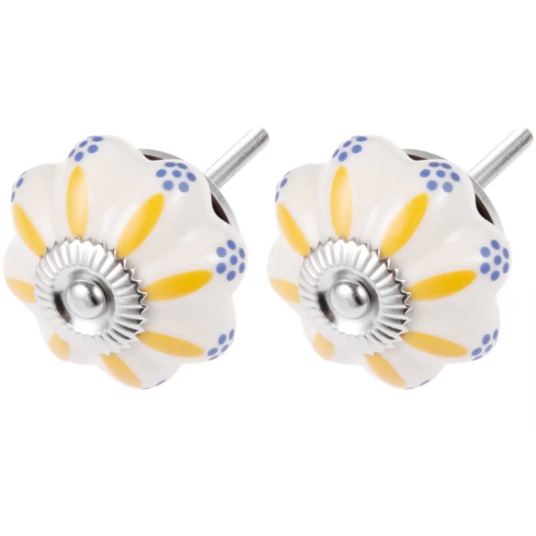 Creatwls Style A Ceramic Door Knob Kitchen Cabinet Drawer Cupboard Knobs Furniture Hardware Pull Handle - 2Pcs