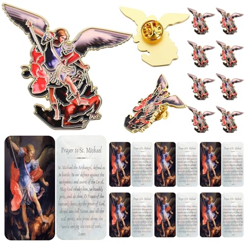 Cunno 12 Set St Michael Archangel Enamel Brooch Catholic Pins Card by Cunno - Used condition - Image 8