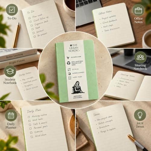 Image of 3 Pack Mini Journal Notebook A6 | Pocket Size (9 x 14 cm) Ruled Diary for Writing, Journaling & Daily Notes | Tea Paper Cover I (Mint Green)