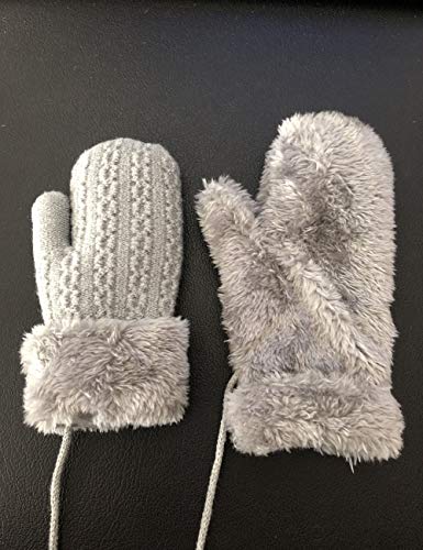 Toddler Kids Mittens with String Winter Warm Stretch Knit Full Finger Snow Gloves Children Magic Ski Gloves Fleece Lined2