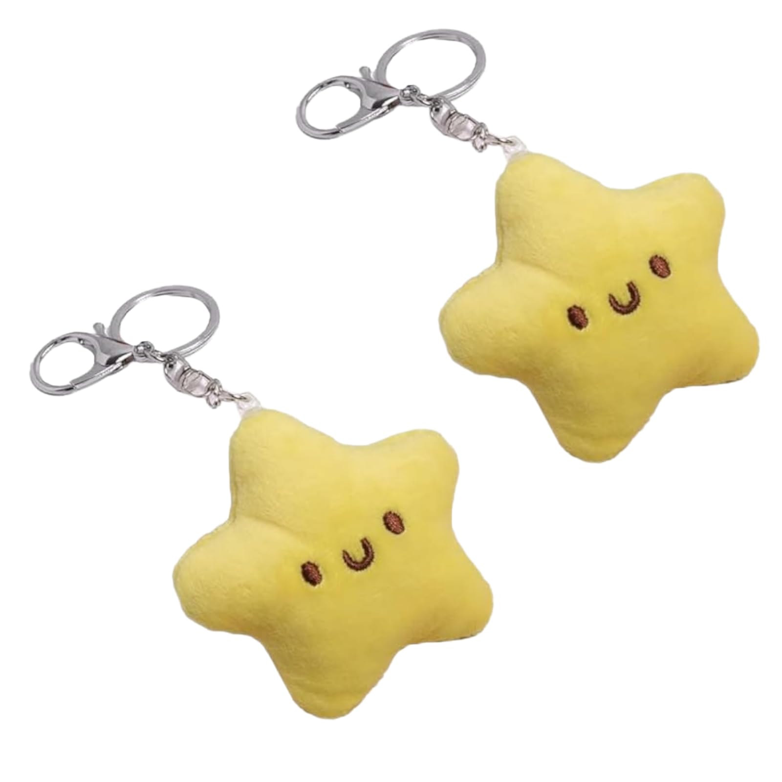 Cldaisy Unisex Yellow 2Pcs Plush Star Keychain Backpack Accessories Doll Pendant Heart Healing In Addition To Serving As A Keychain Women's Keyrings And Keychains