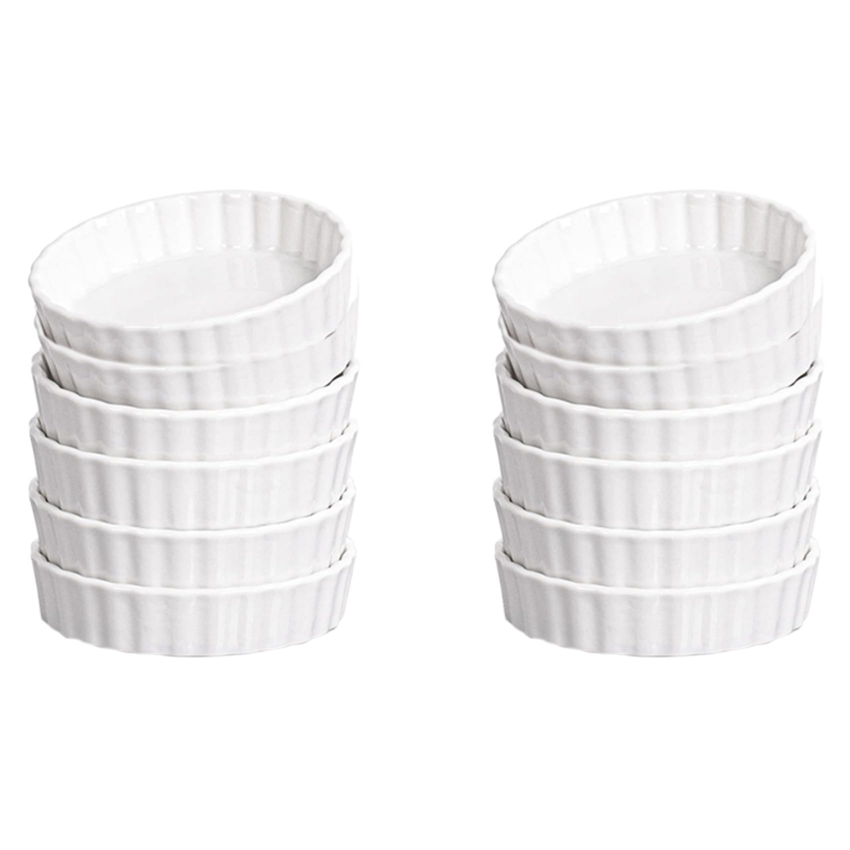 Hndhbfgrt 5 Oz Creme Brulee Ramekins, Round Fluted Quiche Dishes Tart Pan, Oven Safe Ramekins for Baking, Souffle, Ramekins 12Pack