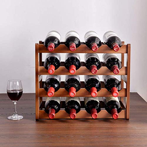 Soporte modular de bambú para botellas de vino apilable miniatura 3
