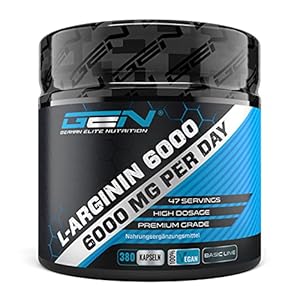 L-Arginine – 380 veganistische capsules – 6000 mg plantaardige L-Arginine HCL per dagelijkse portie (= 4980 mg zuivere L…