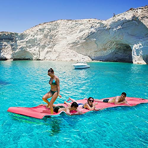 GYMAX Floating Water Mat, 18ft x 6ft XPE Foam Floating Pad with Buckle Design & Fixing Elastic String, Portable Durable Water Blanket for Lake River Sea Swimming Pool