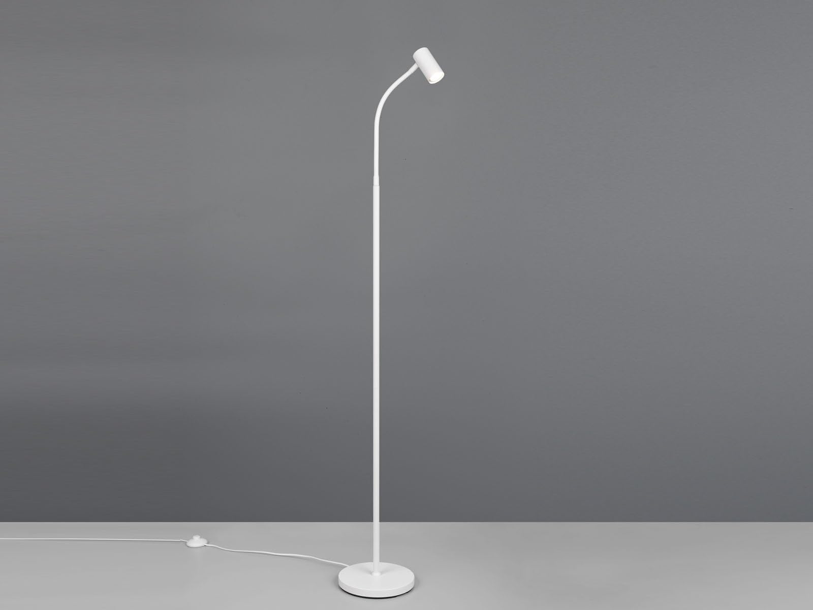 meineWunschleuchte Wąska lampa stojąca, biała, możliwość ściemniania, elastyczna regulacja punktowa, wysokość 133,5 cm