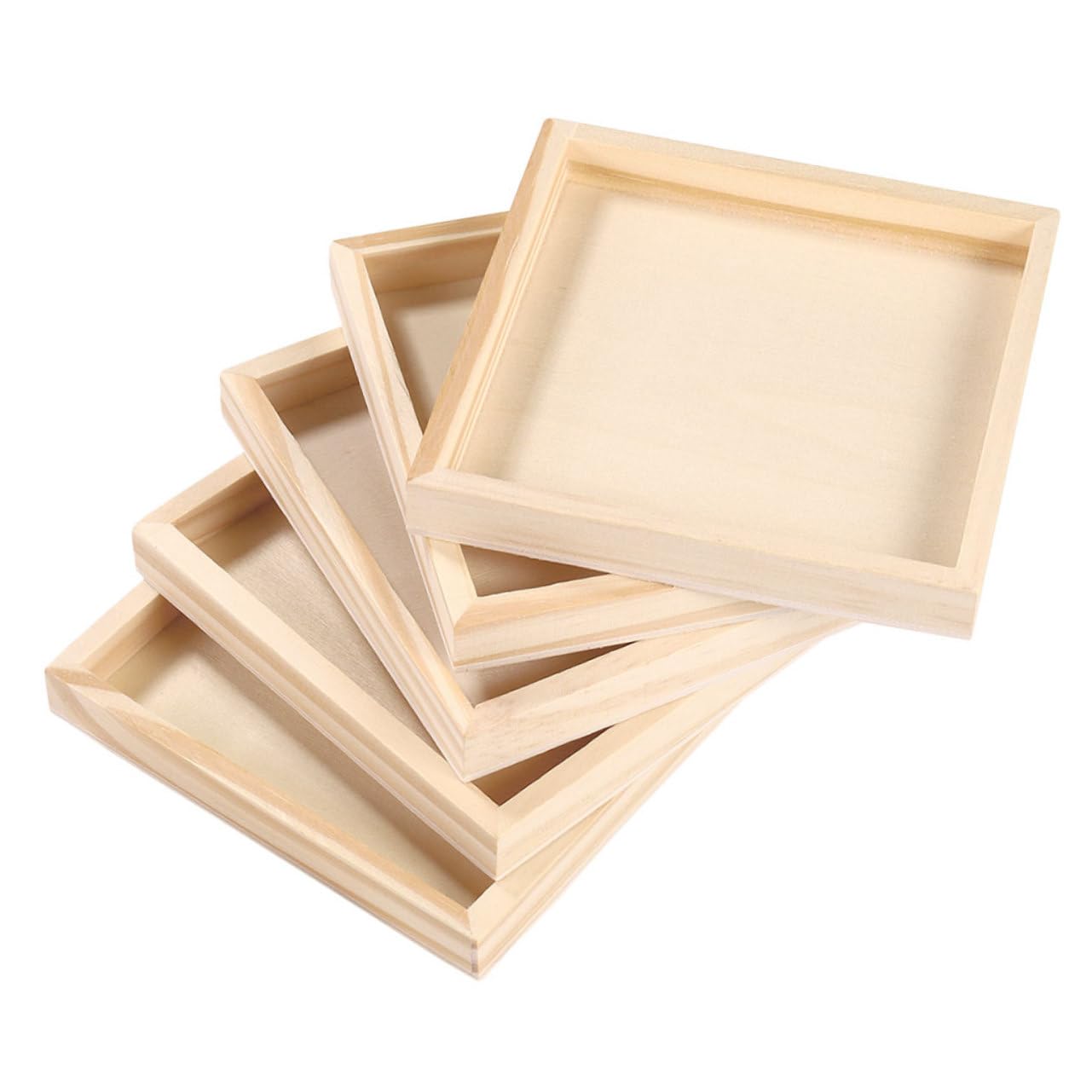 BESPORTBLE 5pcs Unfinished Wooden Serving Trays for Square Holder Trays for and Assembly for Organizing Puzzles and Enhancing Hand Eye Coordination